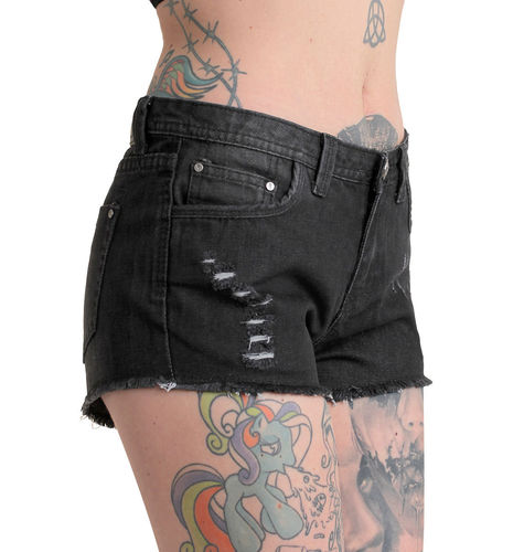 HYRAW - Damen Shorts "Trash" - Hot Pants denim black (schwarz meliert)