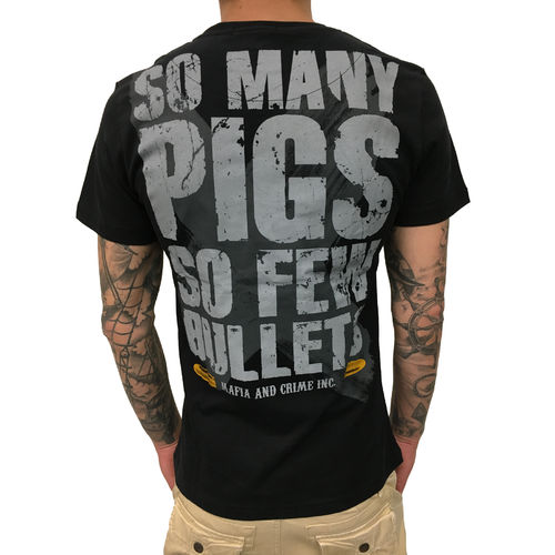 MAFIA & CRIME - Herren T-Shirt MC 552217 "So Many Pigs" black (schwarz)