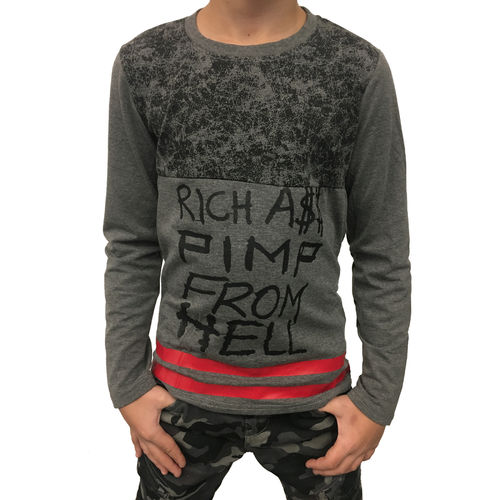 SQUARED & CUBED - Kinder Longsleeve Shirt M-17 "Rich Pimp" grau