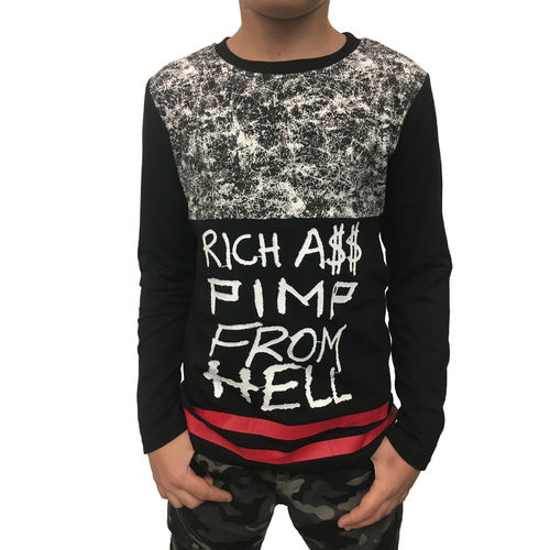 SQUARED & CUBED - Kinder Longsleeve Shirt M-17 "Rich Pimp" schwarz