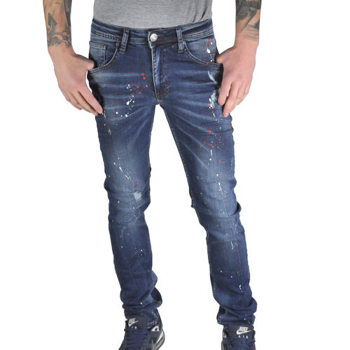 GAZNAWI - Herren Slim Fit Jeans 68063 "Velka" color spots navy blue (blau)