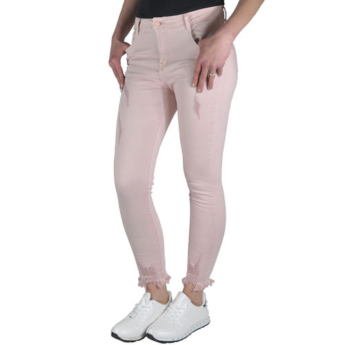 ELEGANT'S DELUXE - Damen Extra Slim Fit High Waist Jeans BM45-5 rosa