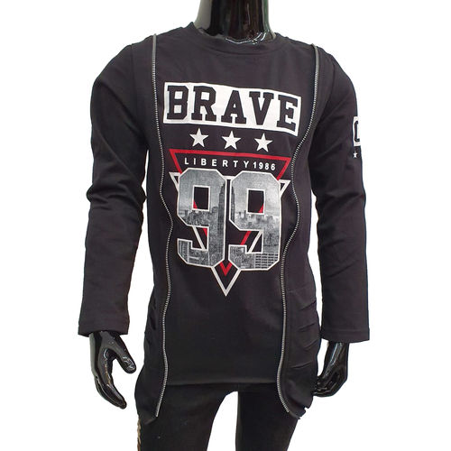 SQUARED & CUBED - Kinder Longsleeve Shirt M-04 "Brave 99" schwarz