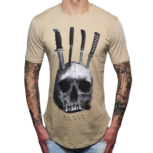 BLACK ISLAND - Herren T-Shirt 1910 "Skull & Knives" beige
