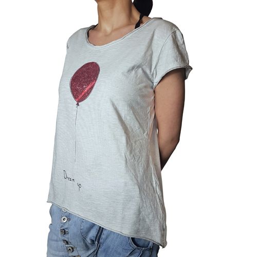 YOUR & SELF - Damen Shirt "Dream Up - Balloon" light grey (hellgrau), One Size
