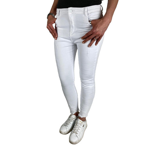 ELEGANT'S DELUXE - Damen Extra Slim Fit High Waist Jeans BM45-1 weiß