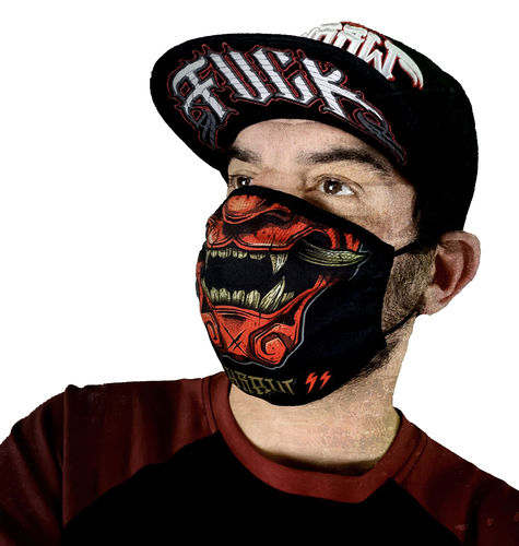 HYRAW - Maske/Gesichtsbedeckung "Beast Mouth" black/red (schwarz) Ohrenhalterung