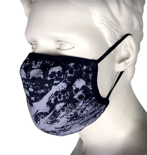 HYRAW - Maske/Gesichtsbedeckung "H Skulls" black (schwarz) Ohrenhalterung