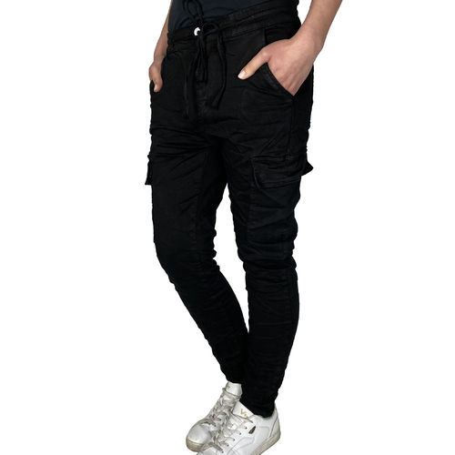JEWELLY - Damen Cargohose Jeans YW888-1 black (schwarz)