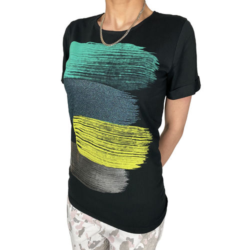 ESVIVID - Damen T-Shirt FSP10759 "Paint Blocks" schwarz/grün