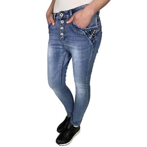 JEWELLY - Damen Baggy Style Jeans JW9109 blue (blau)