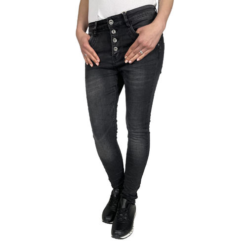 JEWELLY - Damen Skinny Jeans JW1533 black (schwarz)