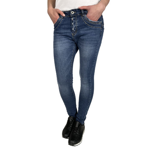 JEWELLY - Damen Skinny Jeans JW1006 blue (blau)