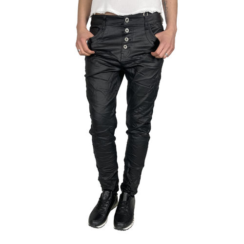 KAROSTAR - Damen Kunstleder Jeans K5031-1 black (schwarz) - bis Größe 4XL (48)