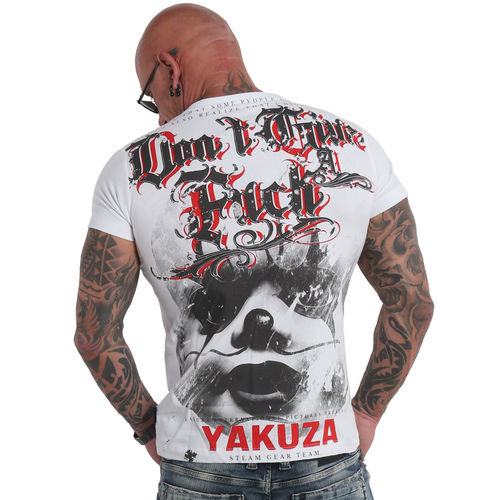 YAKUZA - Herren T-Shirt TSB 19027 "Give A Fck" white (weiß)