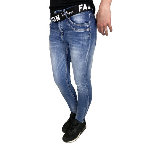 SMAGLI - Damen Slim Fit Jeans mit Gürtel CY-195 blue (blau)