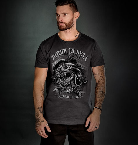 HYRAW - Herren T-Shirt "Road 666" dark grey (dunkelgrau)