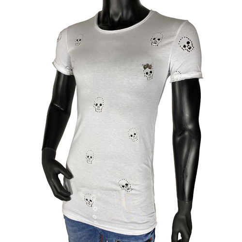 EKSI 1 - Herren T-Shirt 16003 "Cut Out Skulls" white (weiß)