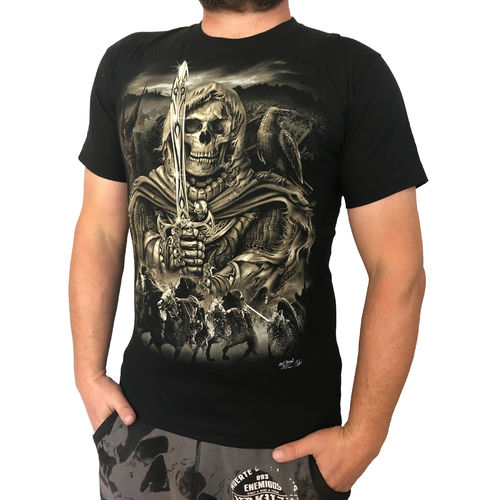 ROCK CHANG - Skull Knights - Herren T-Shirt (Glow In The Dark) schwarz