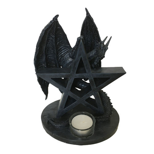 MYSTICALLS - Teelichthalter Drache mit Pentagramm (MC-130159)