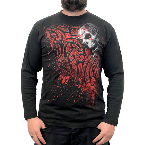 SPIRAL - Death Blood Longsleeve 124700 (Gothic Skull Shirt) schwarz